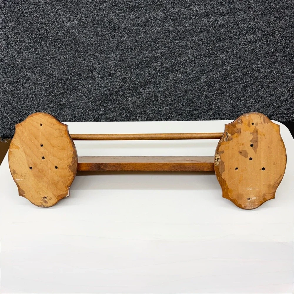 Vintage‎ Wooden Wall Shelf with Towel Bar and Hook Brown Rustic Home Decor 23in